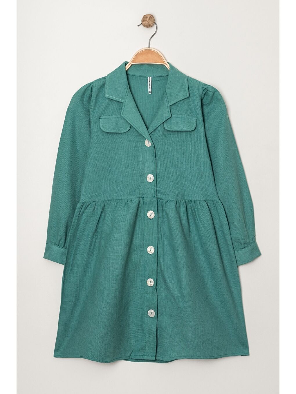 Yeşil Kız Çocuk Jüt Pamuklu Elbise P1010