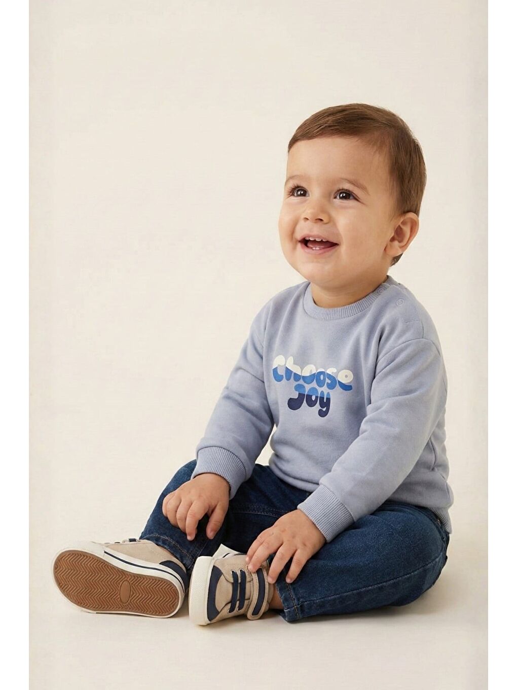 Erkek Çocuk Baskılı Sweatshirt  - Mavi-1