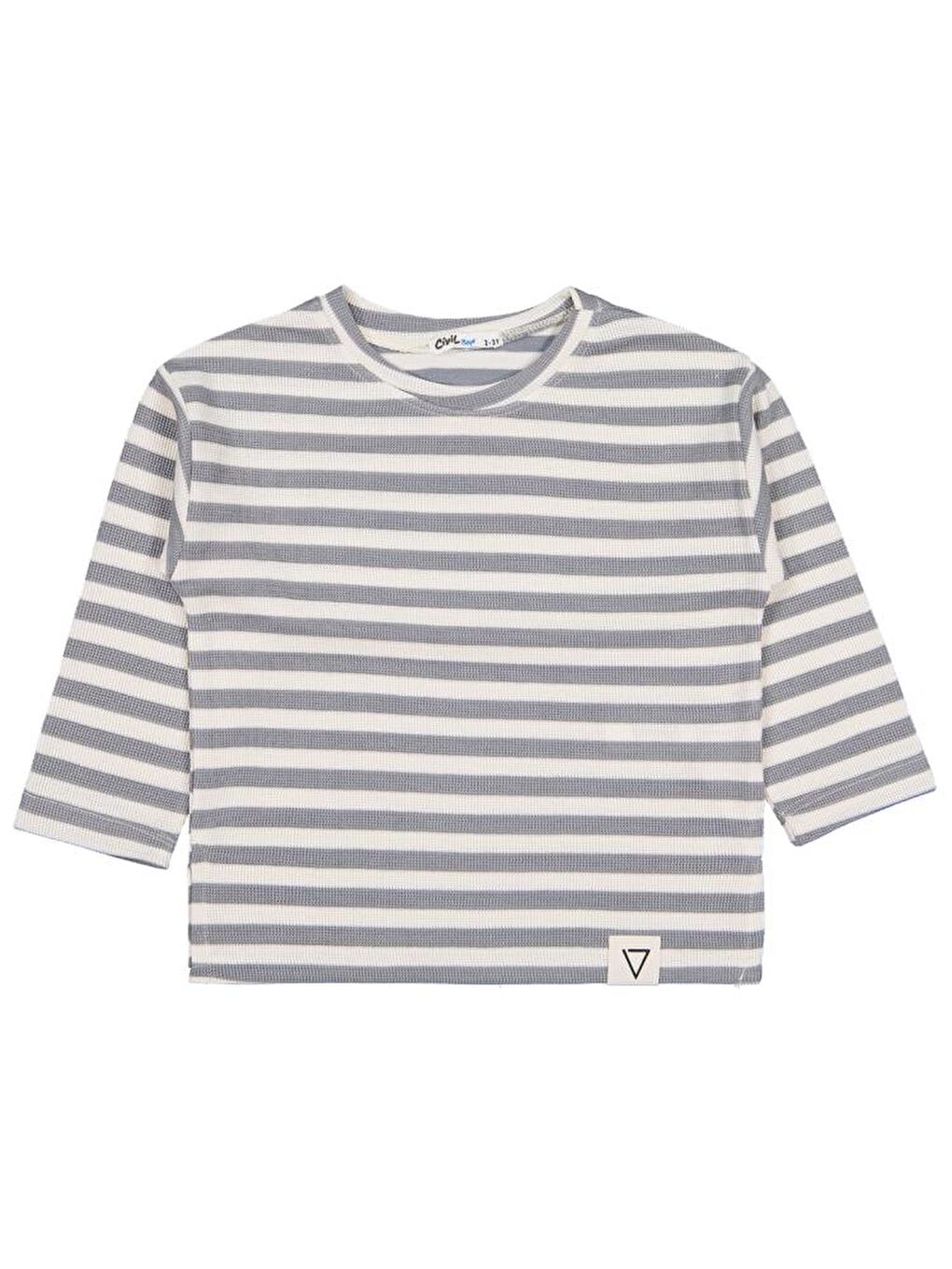 Gri Boys Kendinden Çizgili 2-5 Yaş Sweatshirt-1