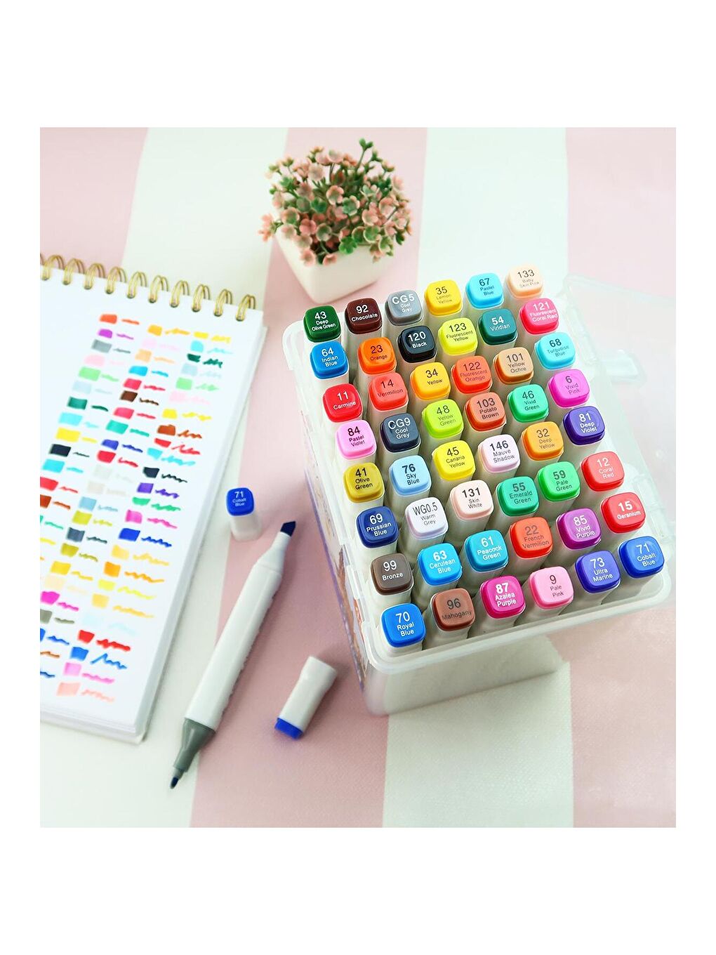 Bam Çift Taraflı 48'lı Marker Kalem Seti – Taşıma Kutulu