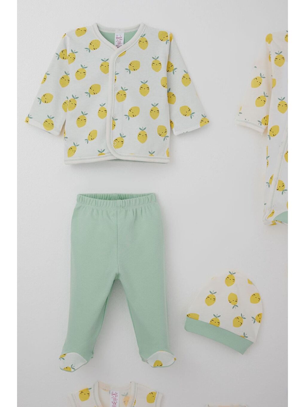 Kız Bebek Hastane Çıkışı 8 Li Gülenyüz Limon Desenli Beyaz (0-3 Ay)-2