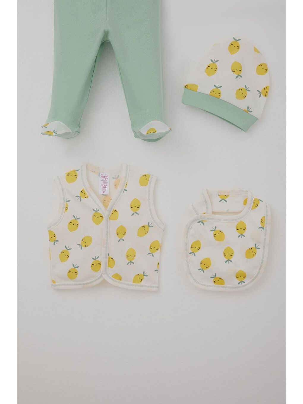 Kız Bebek Hastane Çıkışı 8 Li Gülenyüz Limon Desenli Beyaz (0-3 Ay)-4