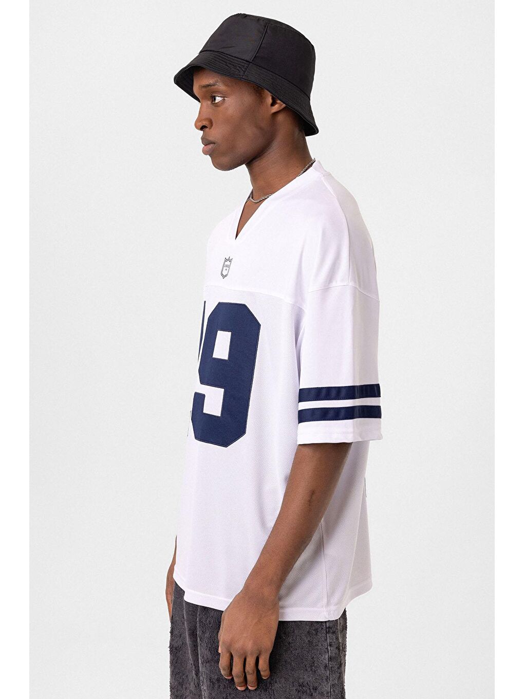 Baskılı Oversize Forma Tişört Beyaz-3