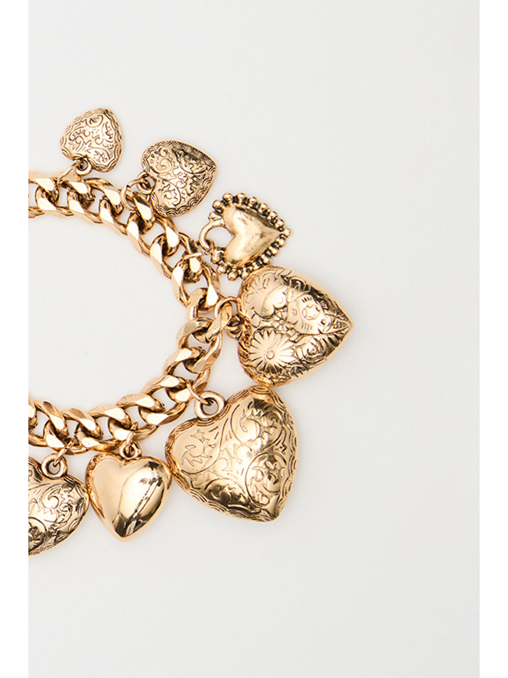 Sarı Kalpli Charm Bileklik Gold-3