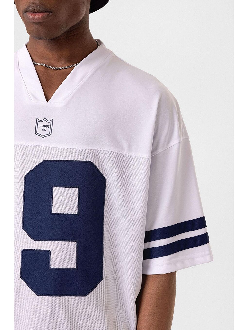 Baskılı Oversize Forma Tişört Beyaz-5