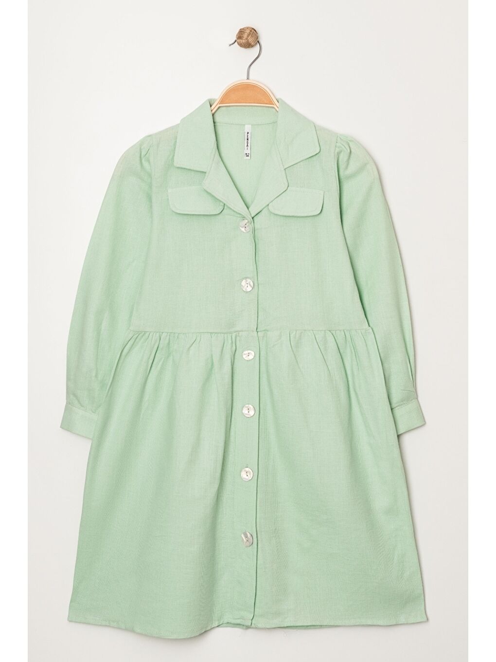 Yeşil Kız Çocuk Jüt Pamuklu Elbise P1010