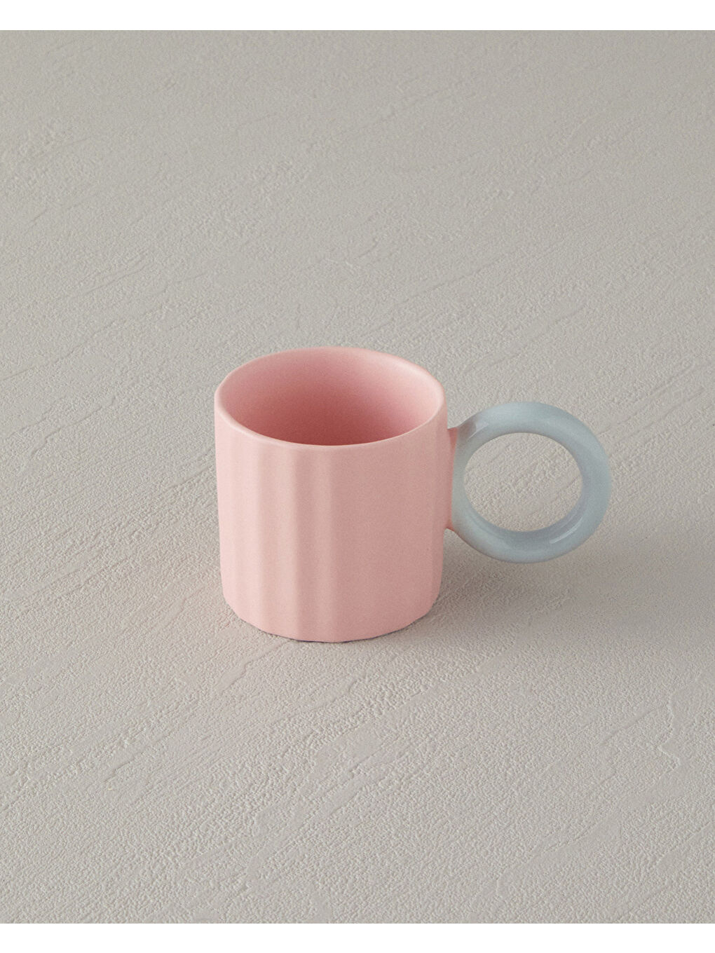 Angled New Bone China 2 Parça 2 Kişilik Kahve Fincan Takımı 90 ml Açık Pembe-1