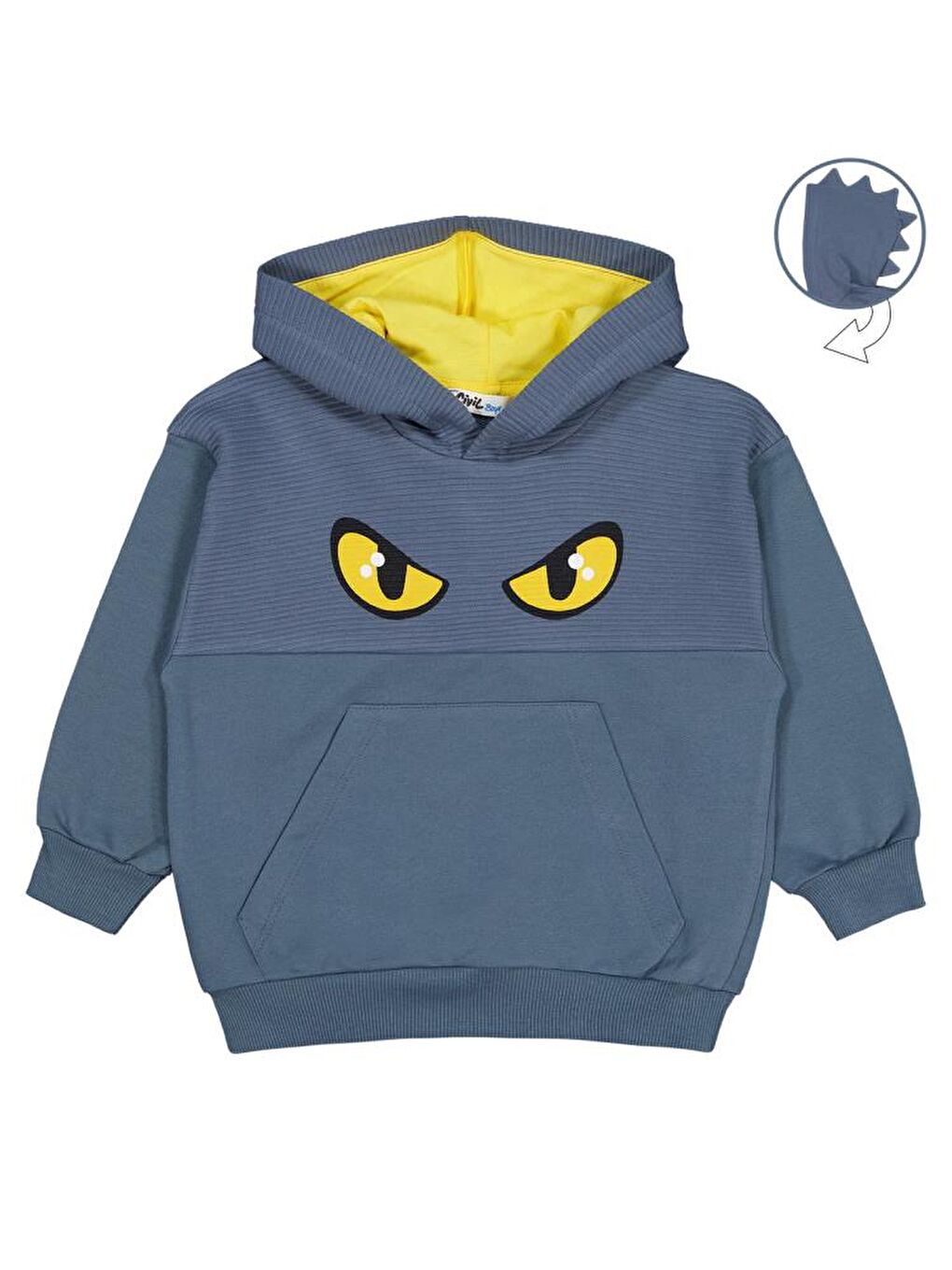 Antrasit Boys Göz Baskılı Kapüşonlu 2-5 Yaş Sweatshirt