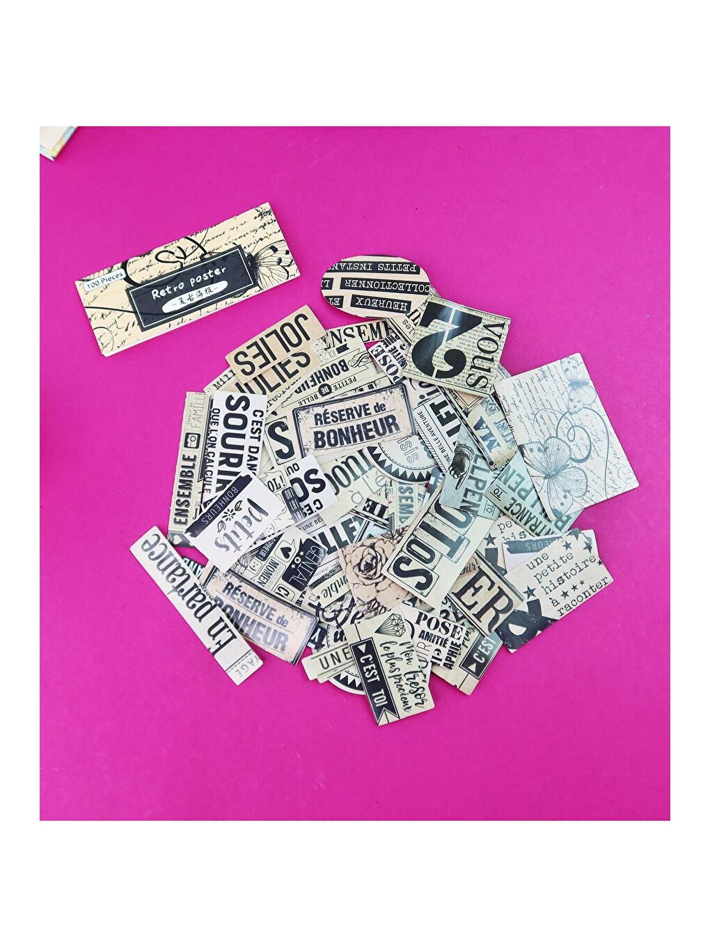 Scrapbook Uyumlu 100'lü Retro Sticker Paketi – Vintage Tarz Bm-1779-2