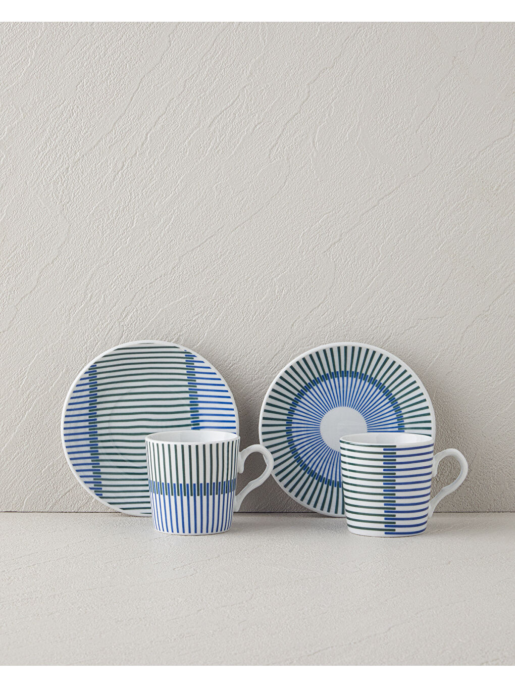 Edwin Porselen 4 Parça 2 Kişilik Kahve Fincan Takımı Mavi-Yeşil-1