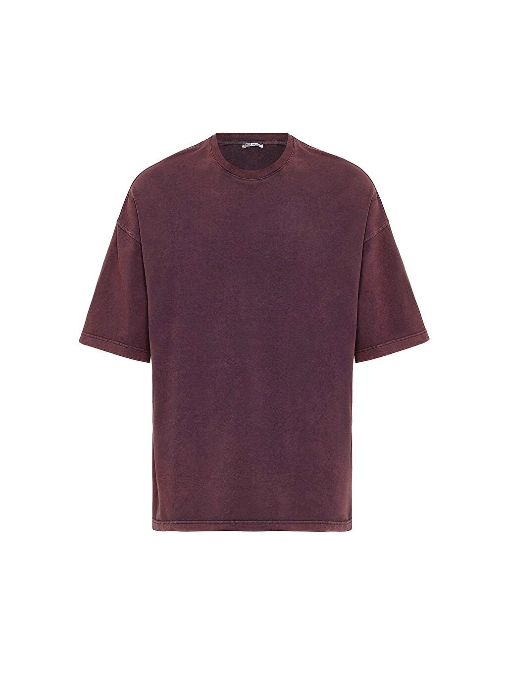 Yıkamalı Oversize Tişört Bordo-1