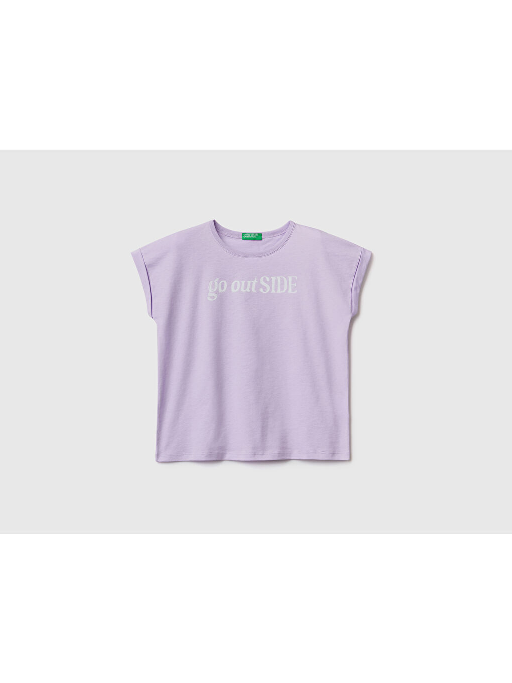 United Colors Of Benetton Kız Çocuk Lila Manşet Kollu Su Baskılı T-Shirt