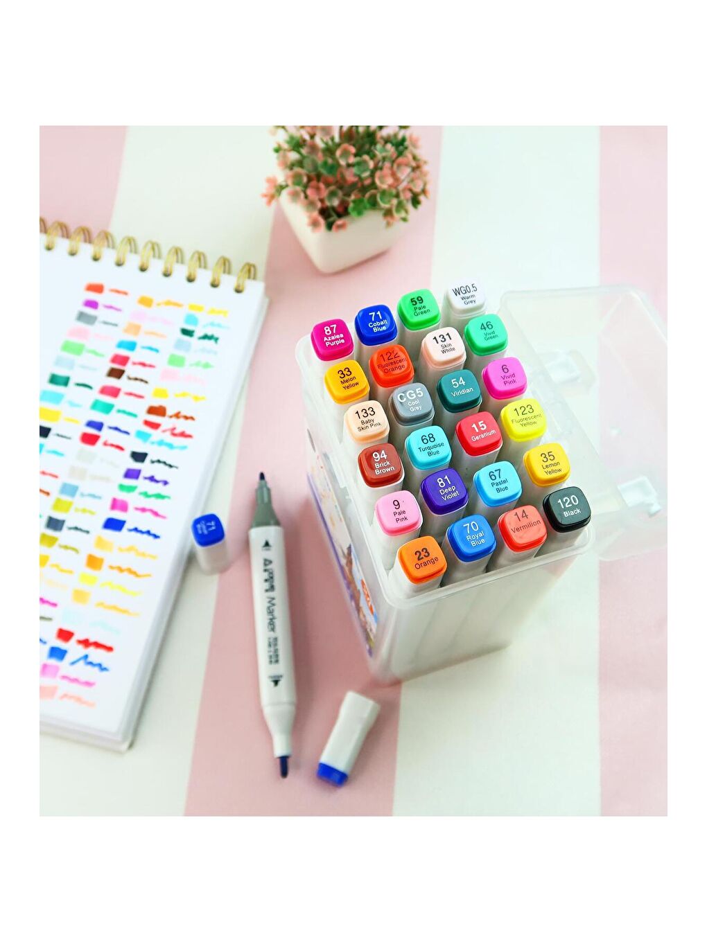 Bam Çift Taraflı 24'lü Marker Kalem Seti – Taşıma Kutulu