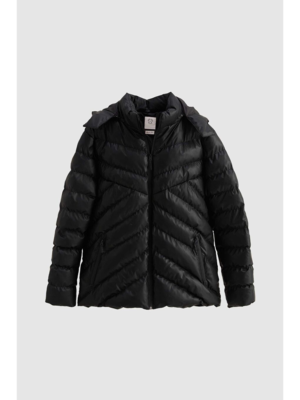 Slim Fit Siyah Rüzgar Geçirmez Su İtici Kışlık Mont-5