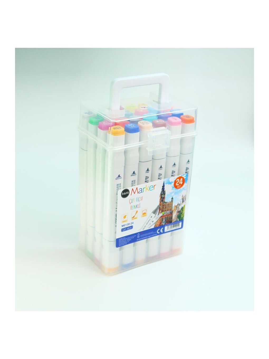 Bam Çift Taraflı 24'lü Marker Kalem Seti – Taşıma Kutulu-1