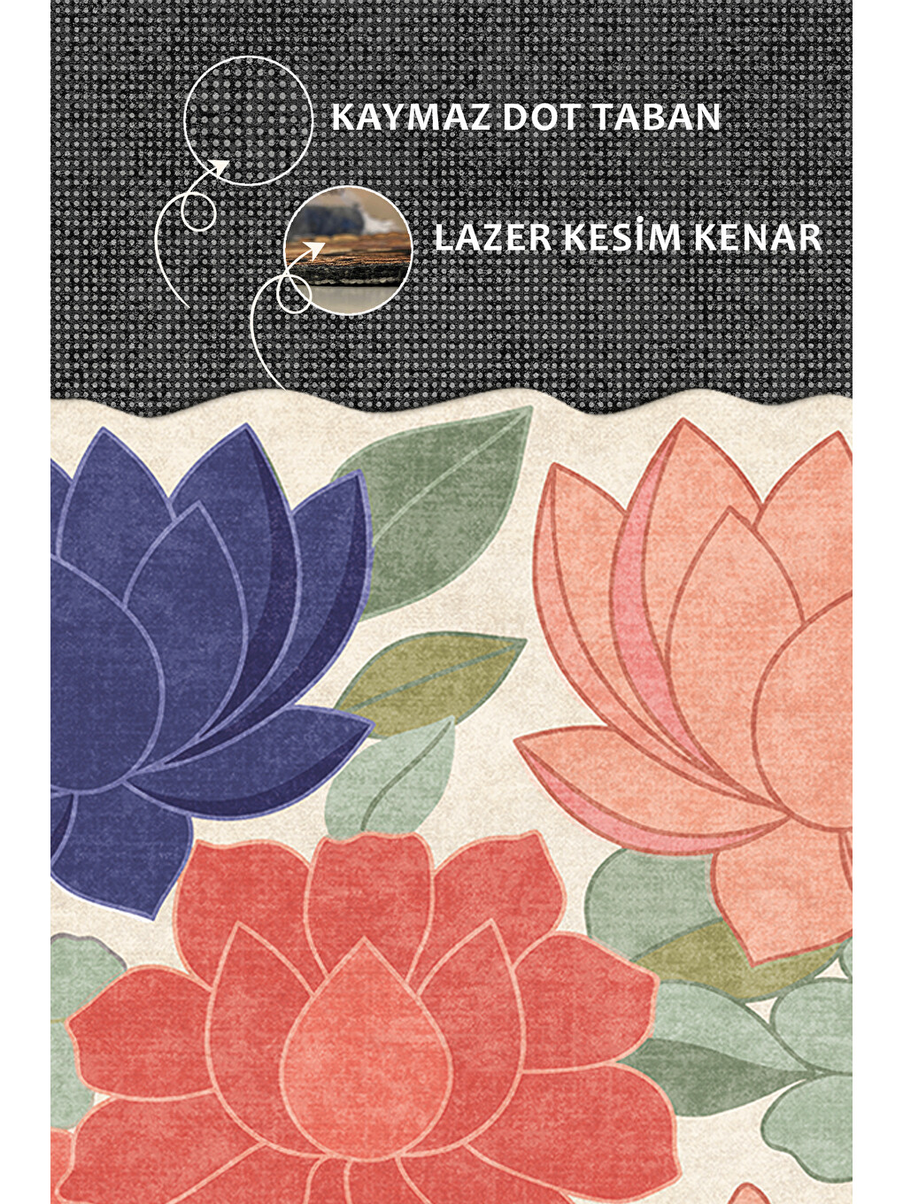 Karışık Modern Dekoratif Halı – Makinada Yıkanabilir, Kaymaz Taban, İnce Lazer Kesim Halı-3