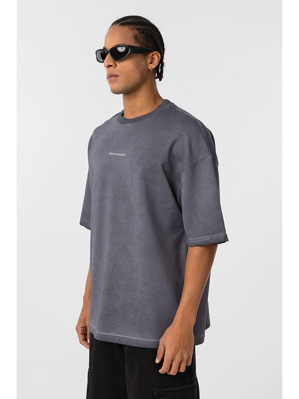 Yıkamalı Oversize Tişört Siyah-3