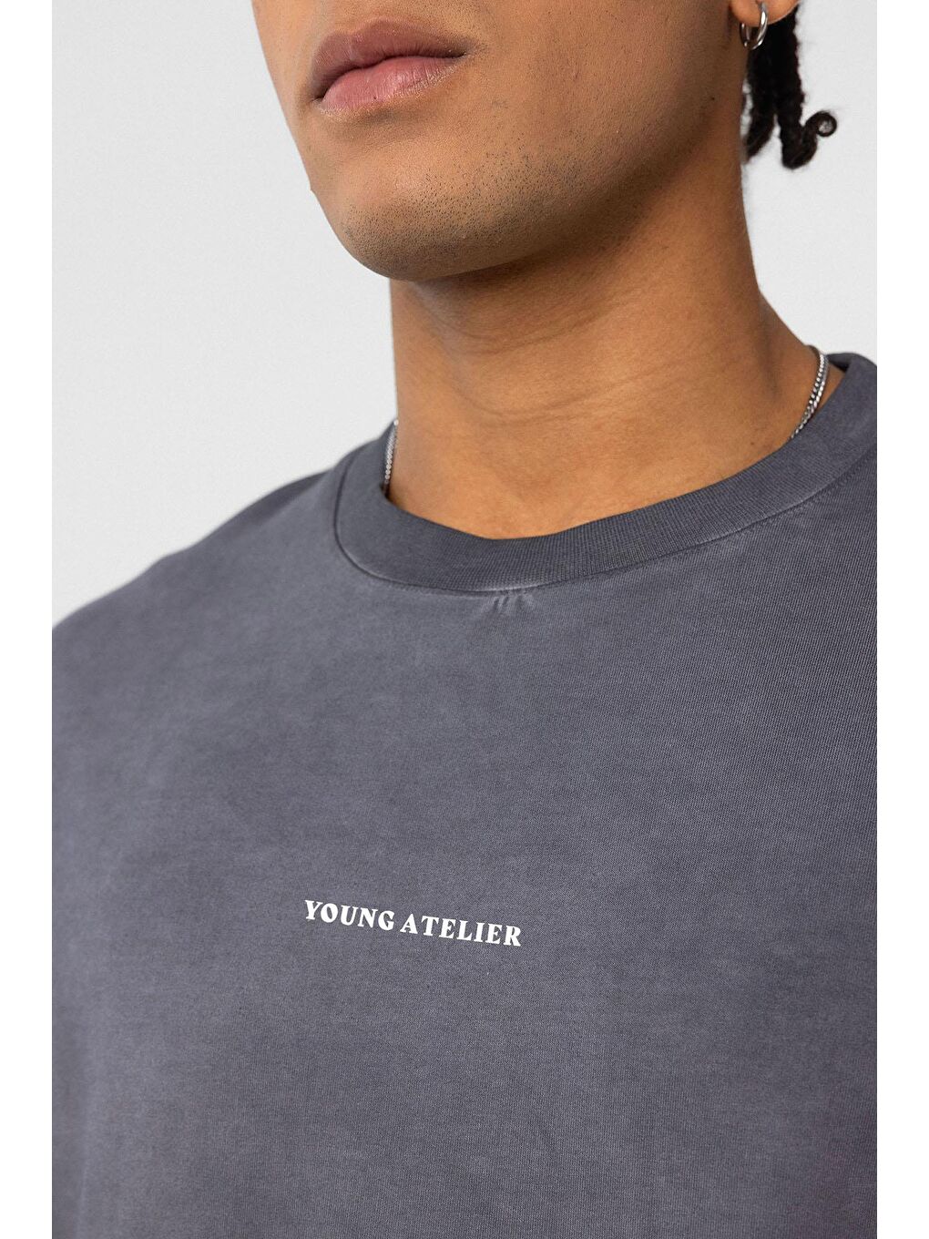 Yıkamalı Oversize Tişört Siyah-5