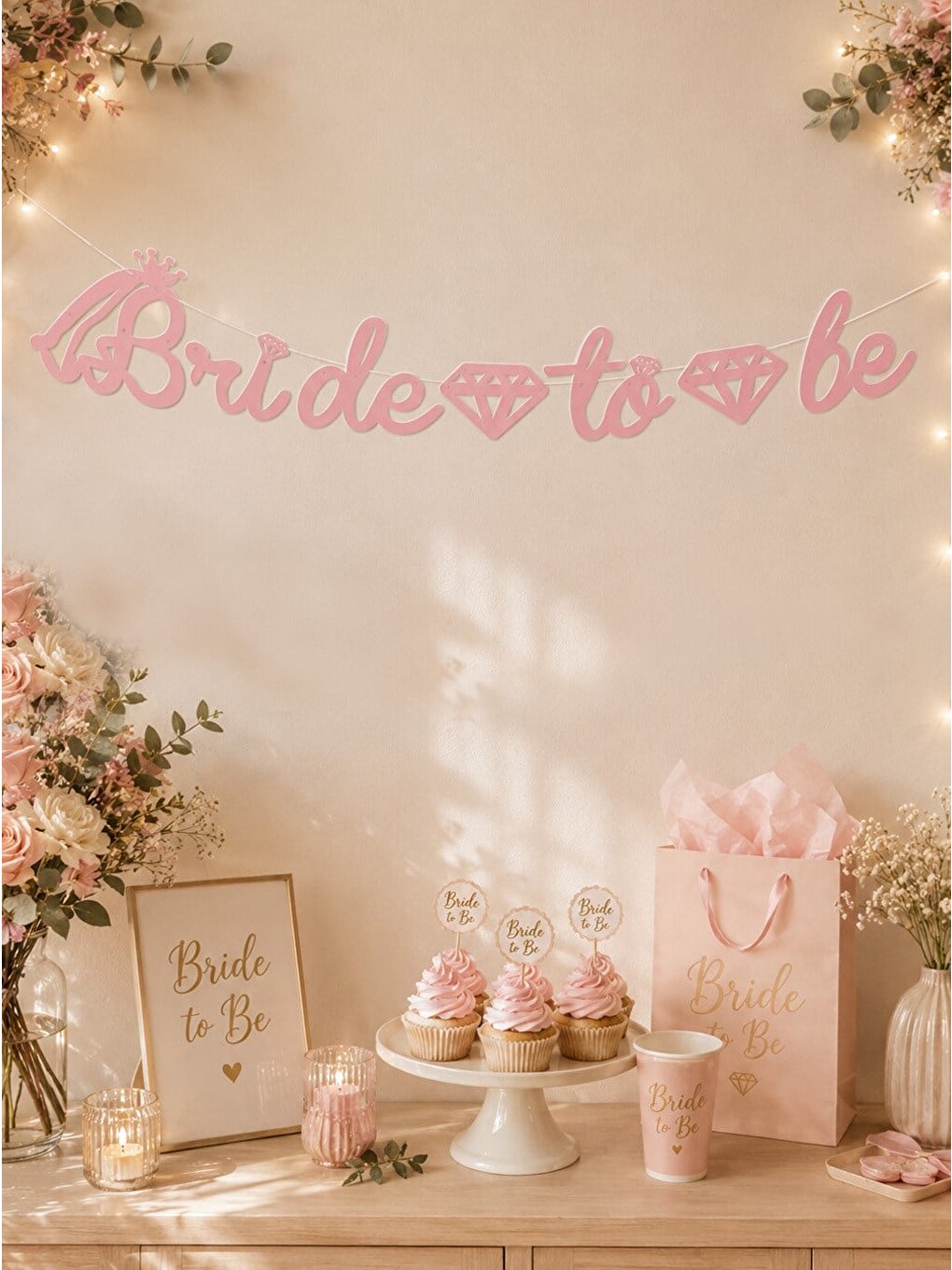 Bride To Be Kaligrafi Banner Bekarlığa Veda Parti Süsü Pembe