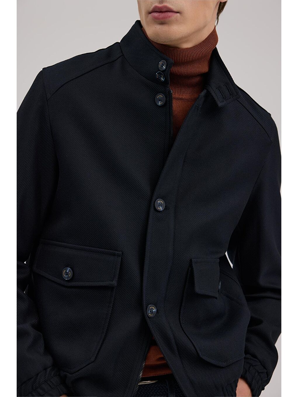 Lacivert Slim Fit Mono Yaka Cepli Ceket Görünümlü Mont-2