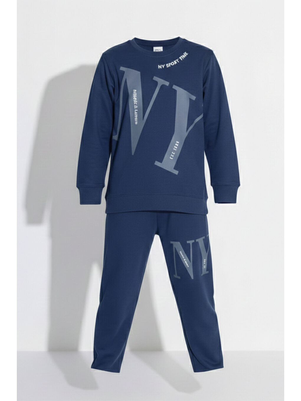 Erkek Çocuk Garson Boy Manşetli Pamuk Penye Pijama Takımı 4104 Lacivert03-1