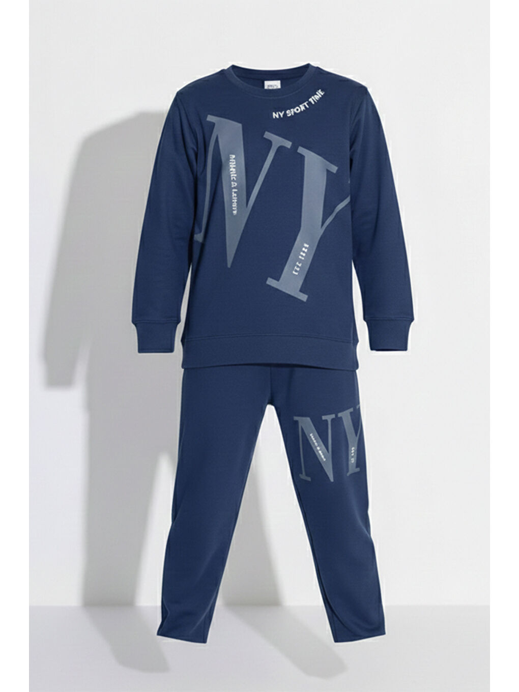 Erkek Çocuk Garson Boy Manşetli Pamuk Penye Pijama Takımı 4104 Lacivert03-3