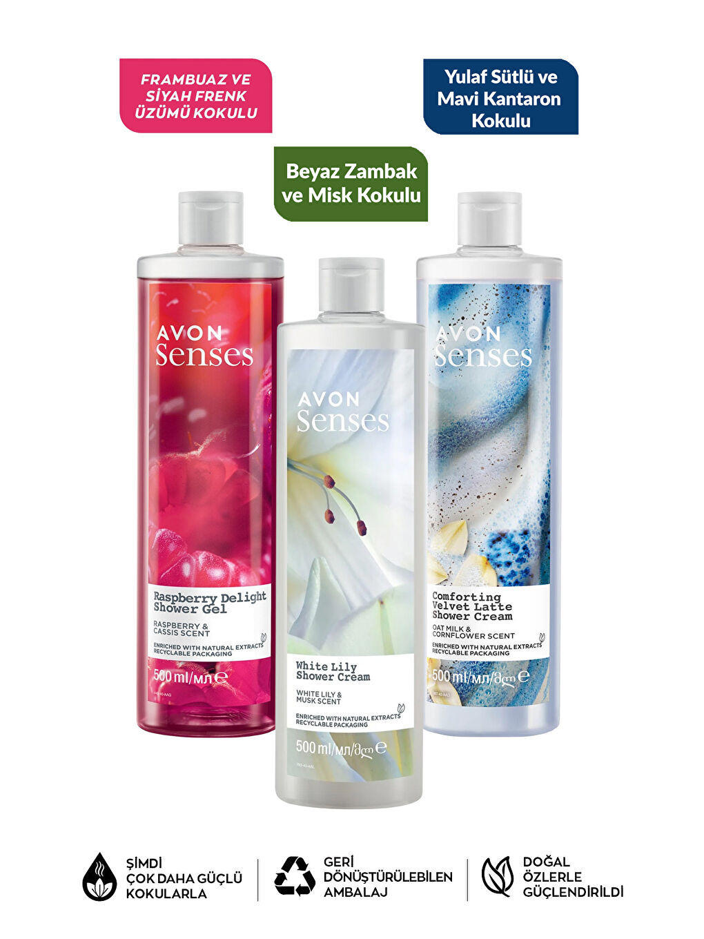 Beyaz Zambak Frambuaz Frenk Üzümü Mavi Kantaron Kokulu Duş Jeli Paketi-1