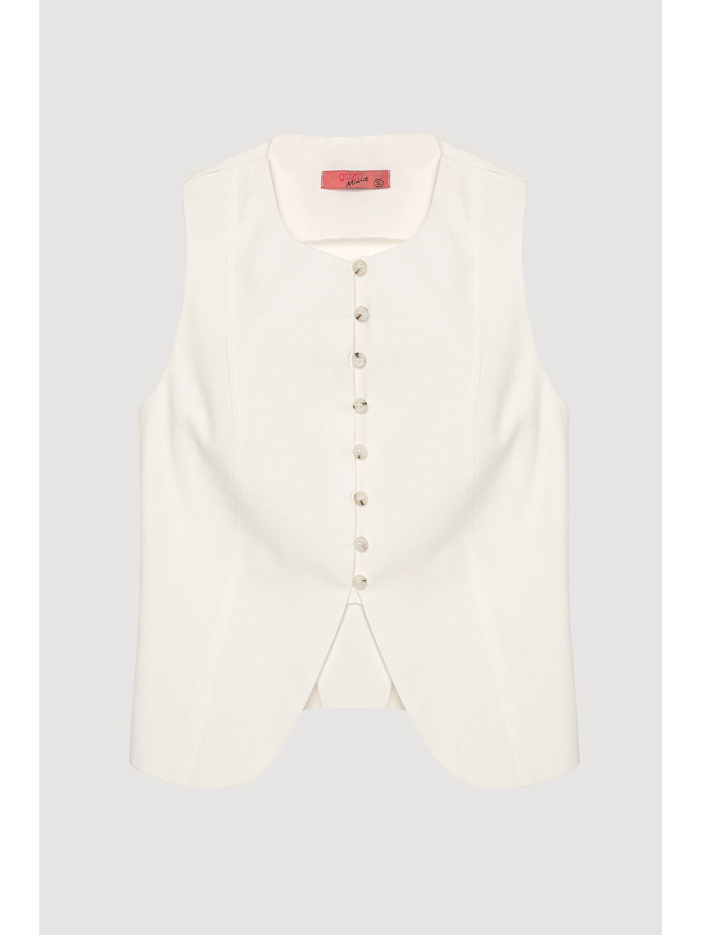 Sırtı İp Bağlamalı Düğmeli Bluz Ekru