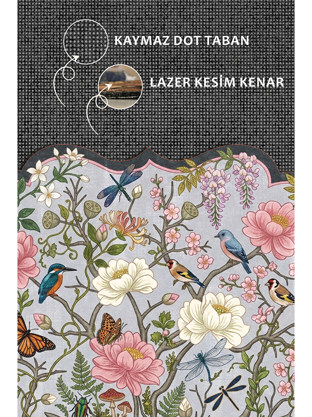 Karışık Modern Dekoratif Halı – Makinada Yıkanabilir, Kaymaz Taban, İnce Lazer Kesim Halı-3