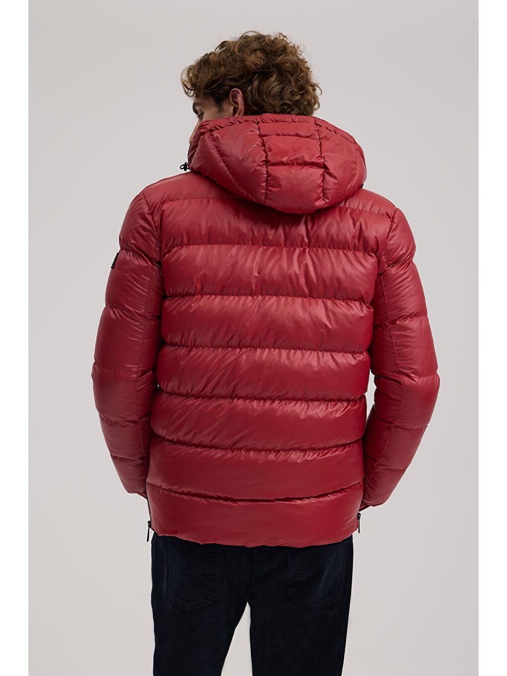 Kırmızı Regular Fit Kapüşonlu Şişme Kışlık Mont-3