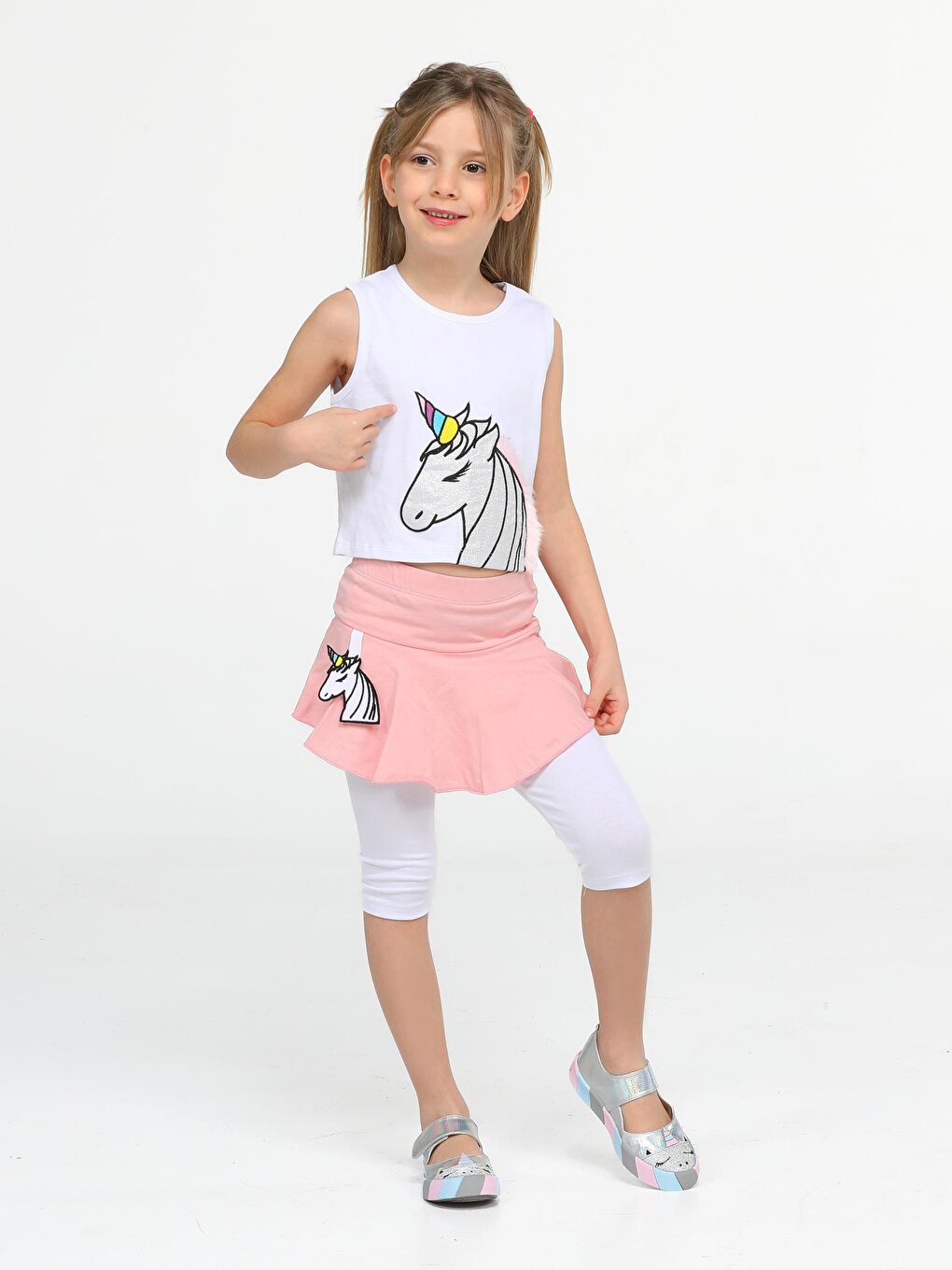 Casabony Pembe Unicorn Tayt+ T-shirt Kız Çocuk Takım - 2