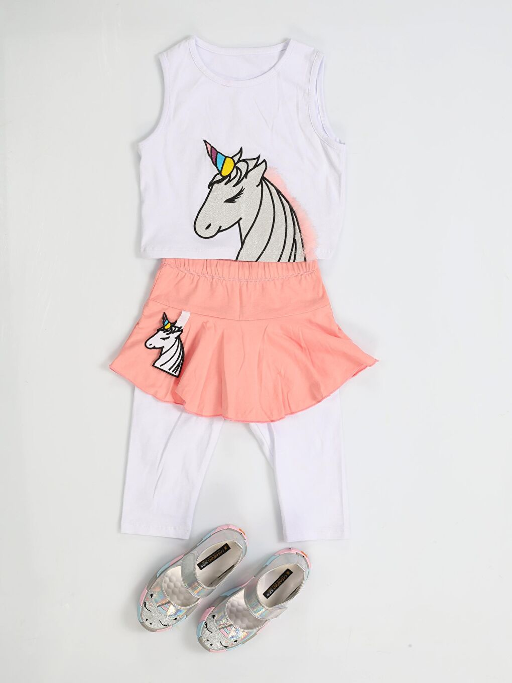 Casabony Pembe Unicorn Tayt+ T-shirt Kız Çocuk Takım - 3