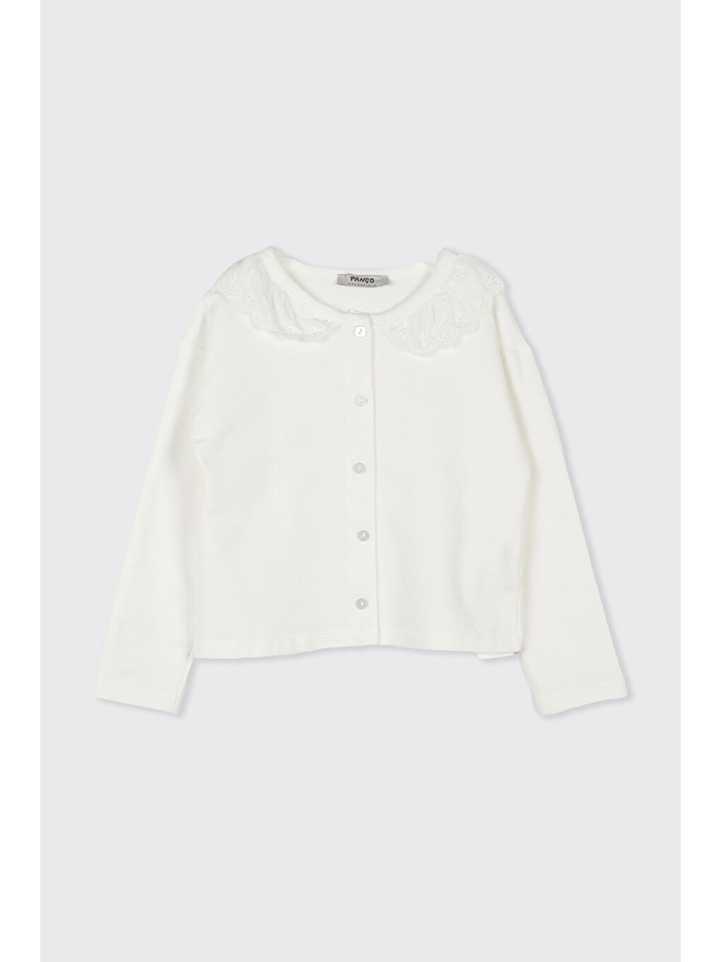 Kız Çocuk Yakası Dantel Detaylı Ekru Hırka