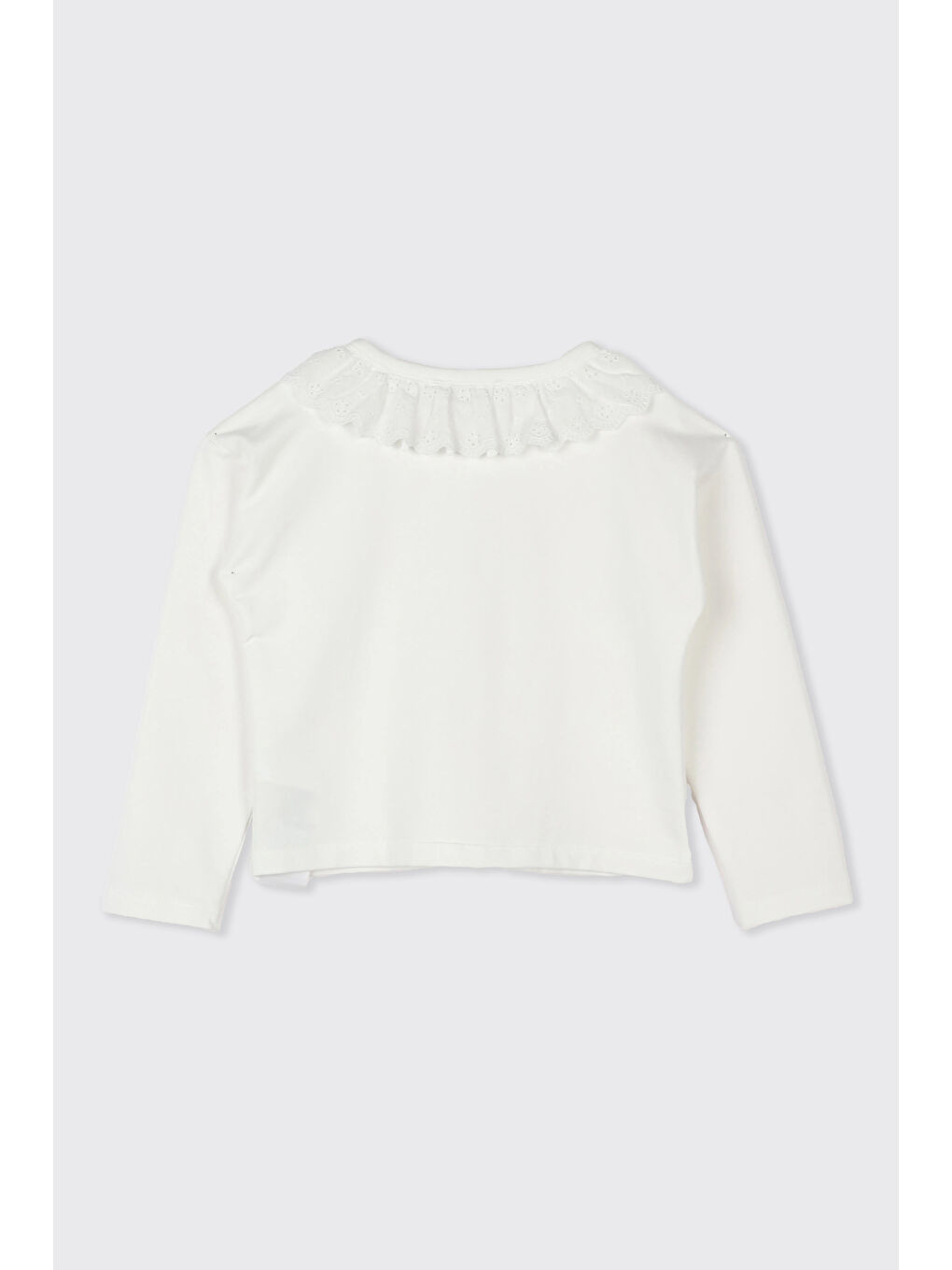 Kız Çocuk Yakası Dantel Detaylı Ekru Hırka-1