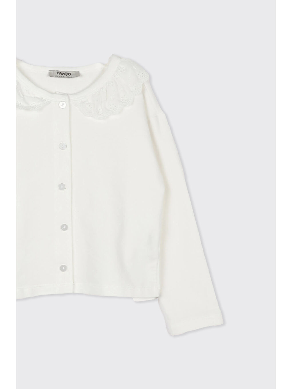 Kız Çocuk Yakası Dantel Detaylı Ekru Hırka-2