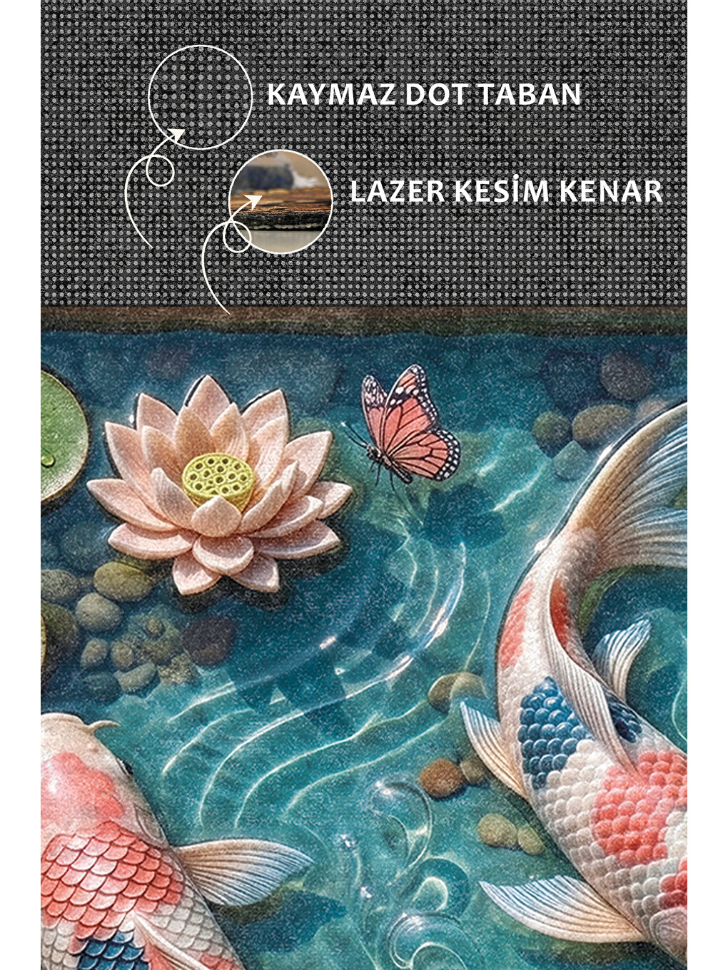 Mavi Modern Dekoratif Halı – Makinada Yıkanabilir, Kaymaz Taban, İnce Lazer Kesim Halı-3