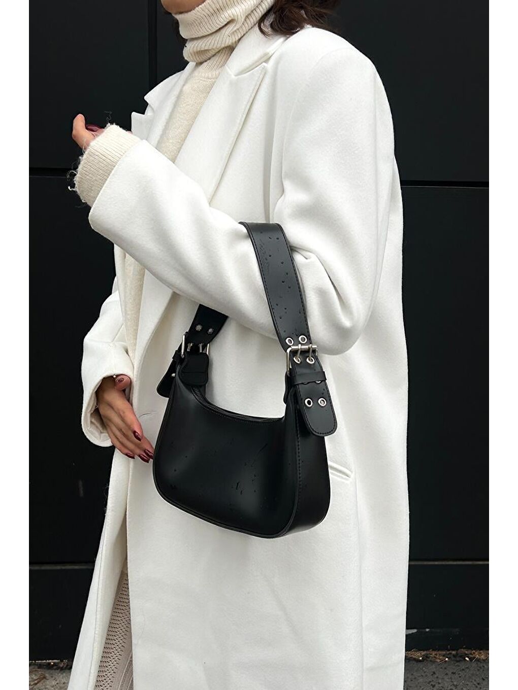 Muse Oval Baget Çanta Siyah-6