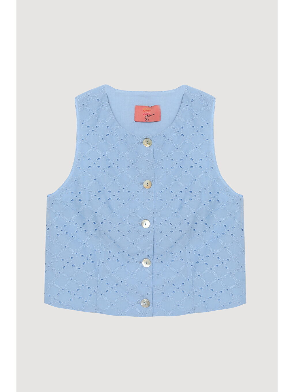 Fistolu Düğmeli Kolsuz Yelek Mavi