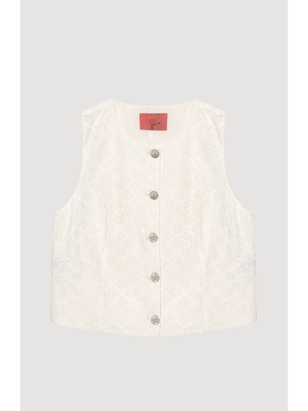 Fistolu Düğmeli Kolsuz Yelek Ekru