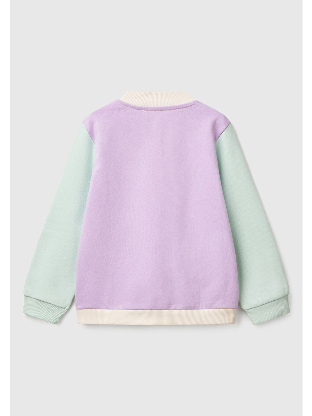 Kız Çocuk Lila Mix Simli Benetton Logo İşlemeli Fermuarlı Sweatshirt-1