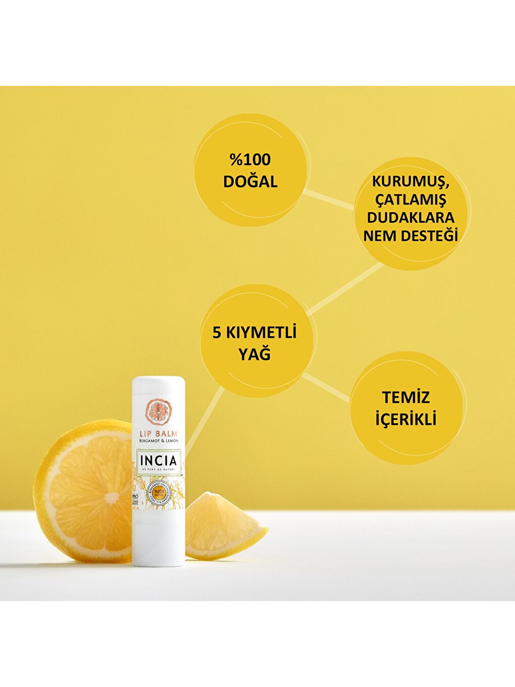 %100 Doğal Dudak Besleyici Bergamot & Limon Bitkisel Nemlendirici Dudak Bakım Kremi 6 G-3