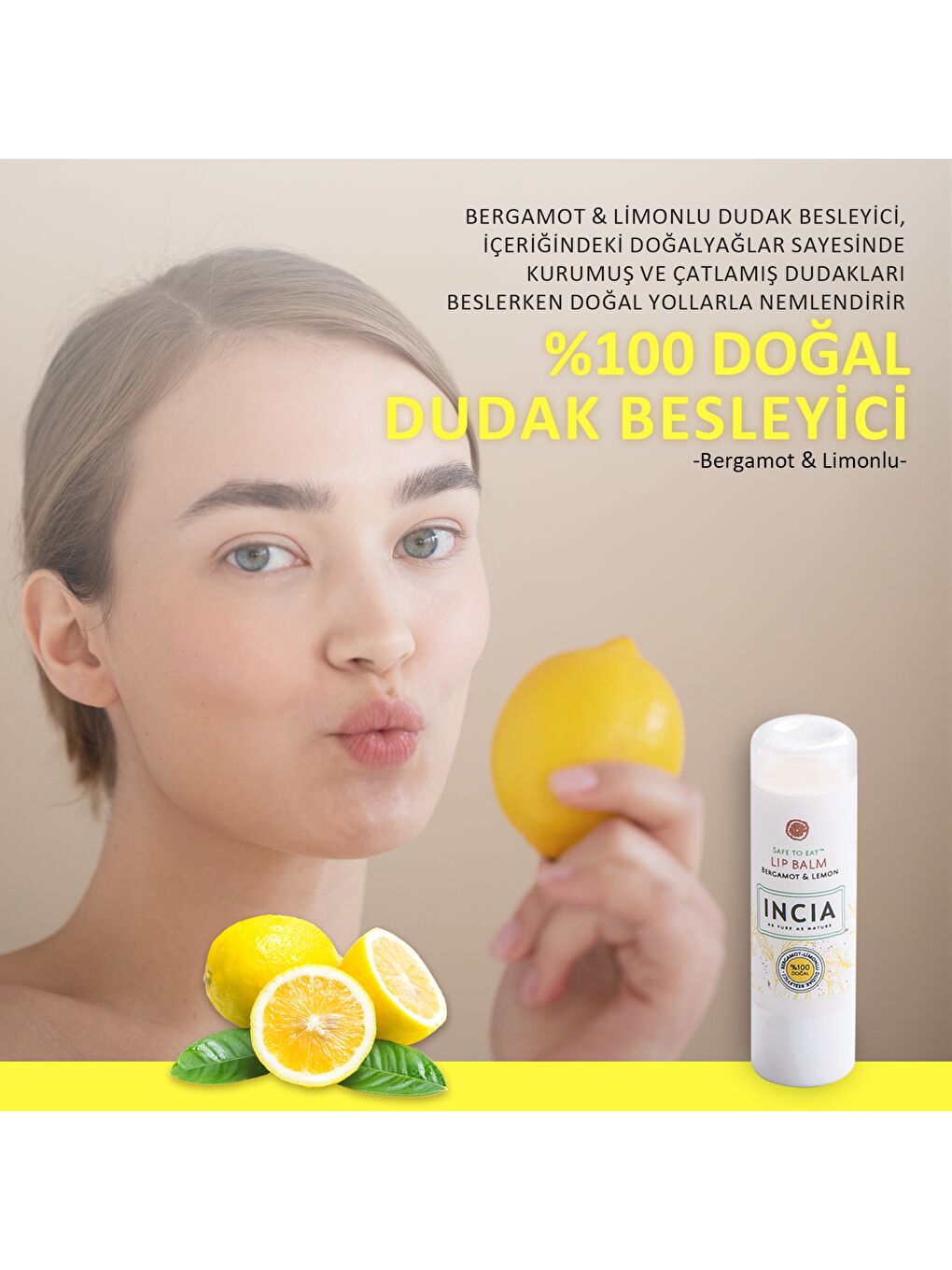 %100 Doğal Dudak Besleyici Bergamot & Limon Bitkisel Nemlendirici Dudak Bakım Kremi 6 G-4