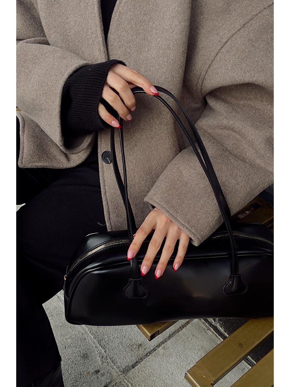 Miu Bowling Çanta Siyah-7