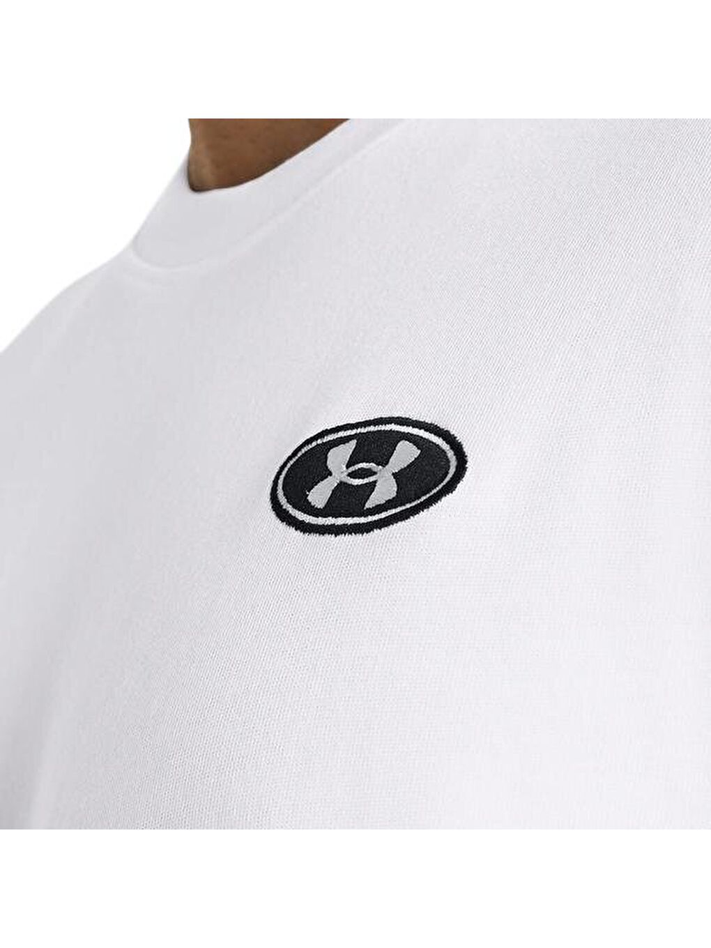 Heavyweight Left Chest Patch Erkek Beyaz Yuvarlak Yaka Tişört-3