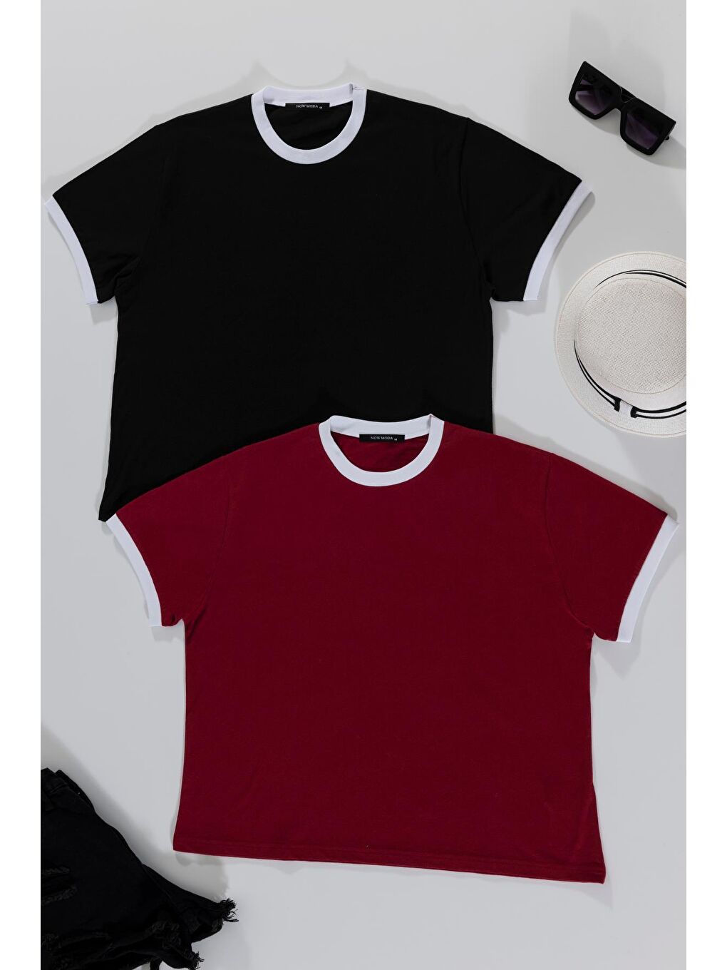 2'li Garnili Bordo Siyah Tshirt