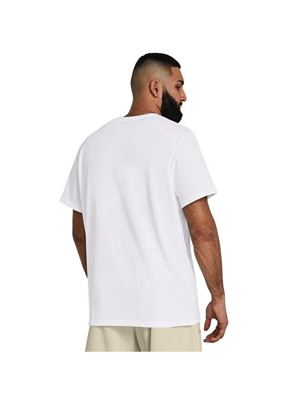 Heavyweight Left Chest Patch Erkek Beyaz Yuvarlak Yaka Tişört-2