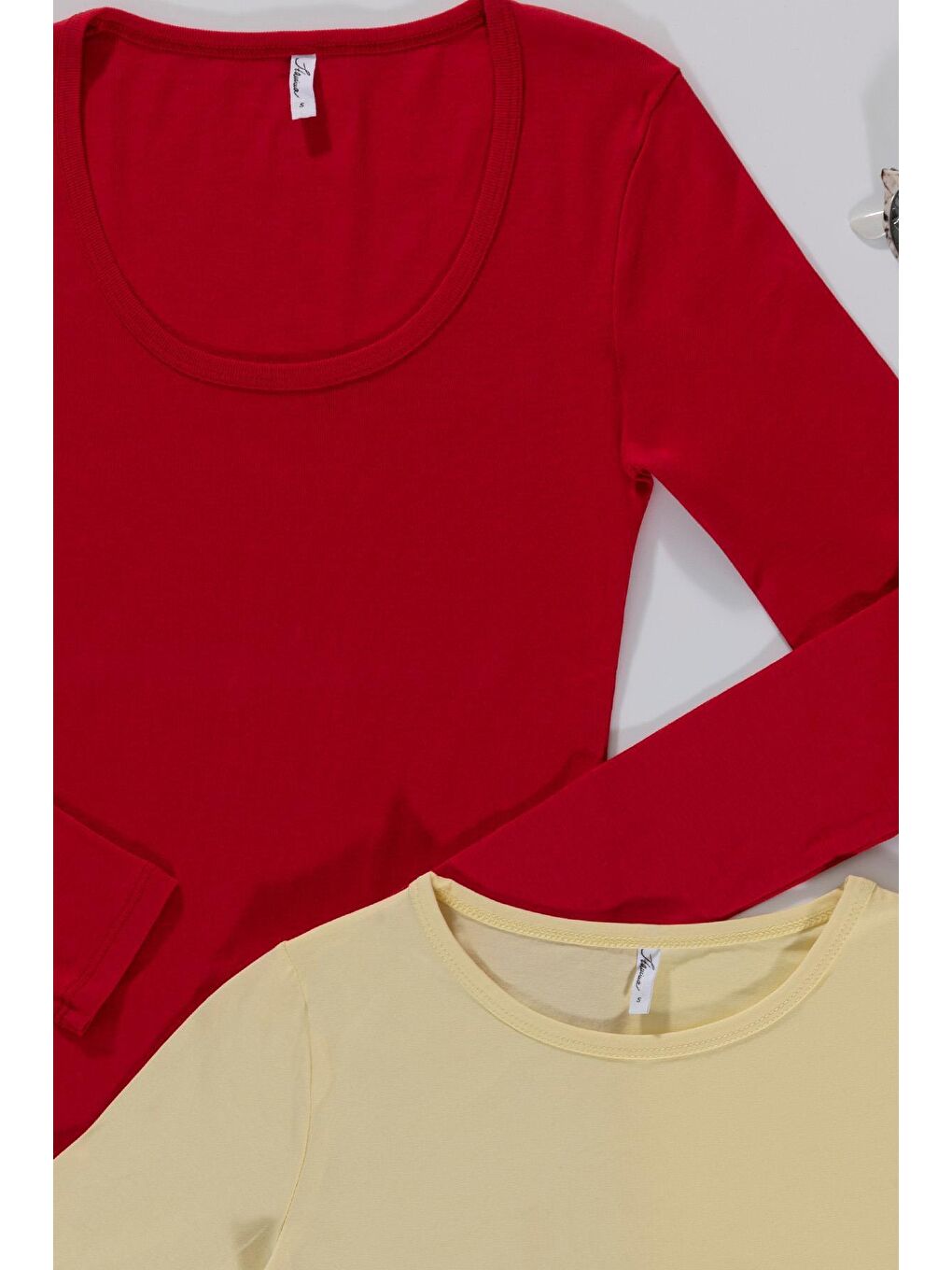 2'li Uzun Kol Sarı Kırmızı Tshirt-1