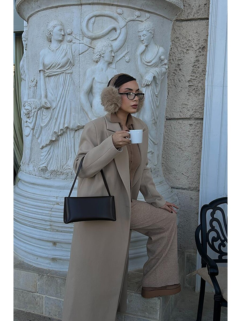 Kahverengi Capella Basic Baget Çanta Acı Kahve-3