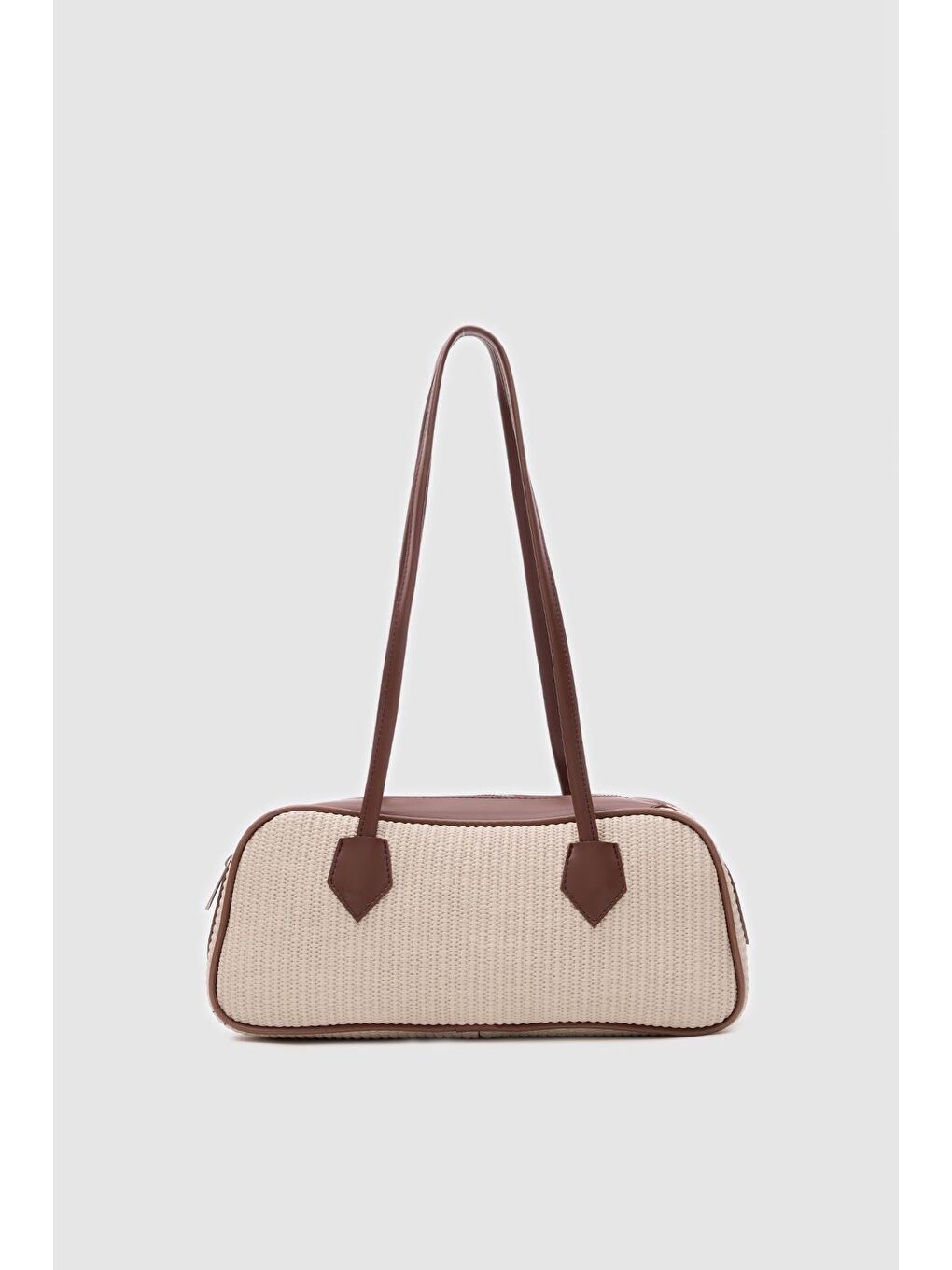 Ekru Boheme Hasır Baget Çanta Krem