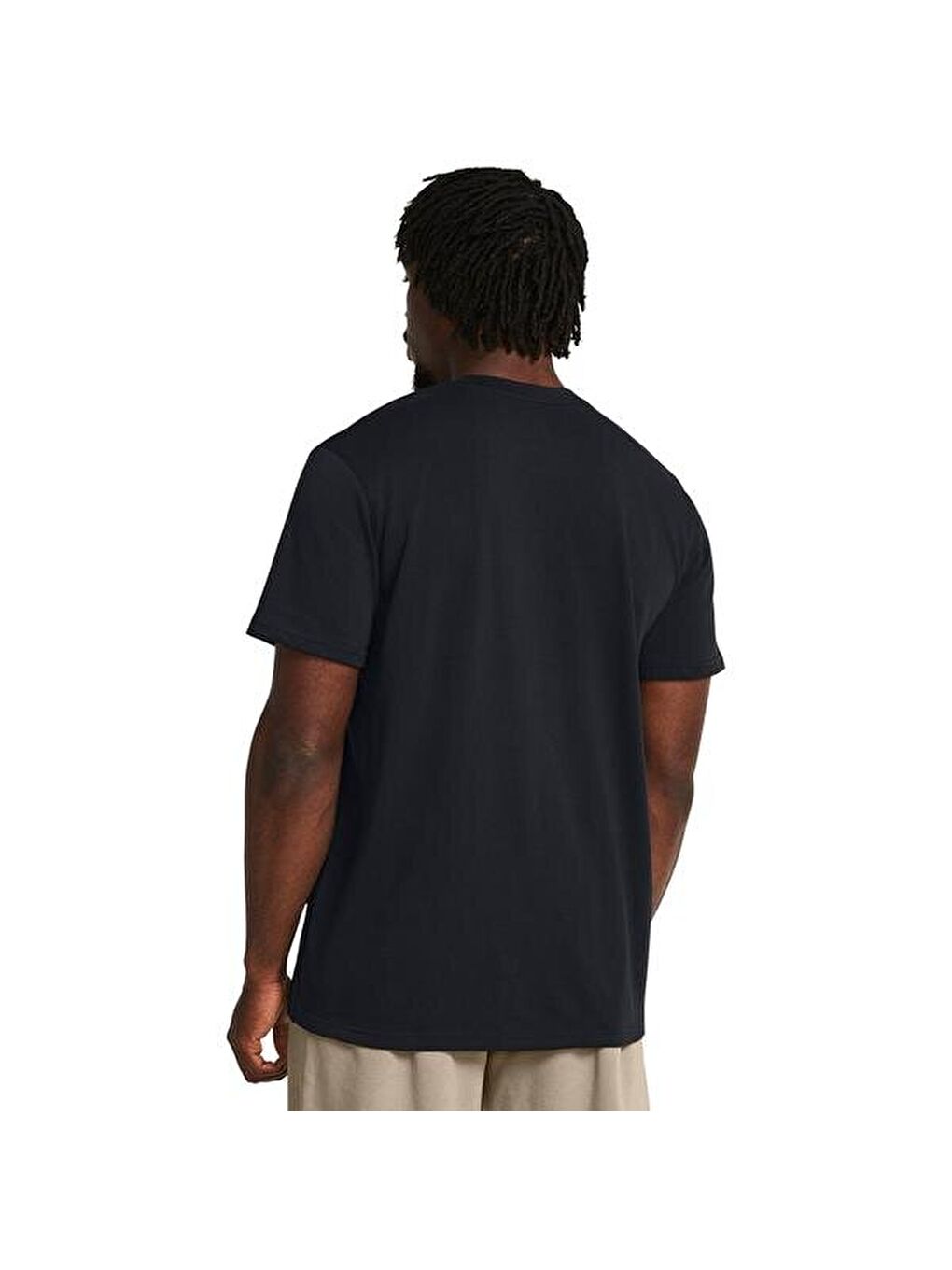 Heavyweight Left Chest Patch Erkek Siyah Yuvarlak Yaka Tişört-1